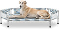 Elevated Dog Bed with Guardrails, Raised Cooling Outdoor Pet Cot Medium | Outdoor Dog Bed with 5-Sided Fence for Training Rest, Portable Hexagon Dog Hammock with Metal Frame, Dog Couch Off the Ground