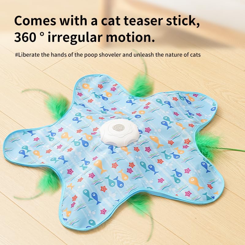 Rechargeable Automatic Cat Toy, 3-Mode Touch-Activated Interactive Toy with Random Motion, Concealed Feather & Squeaky Sound for Indoor Cats & Kittens (Yellow) - Image 4