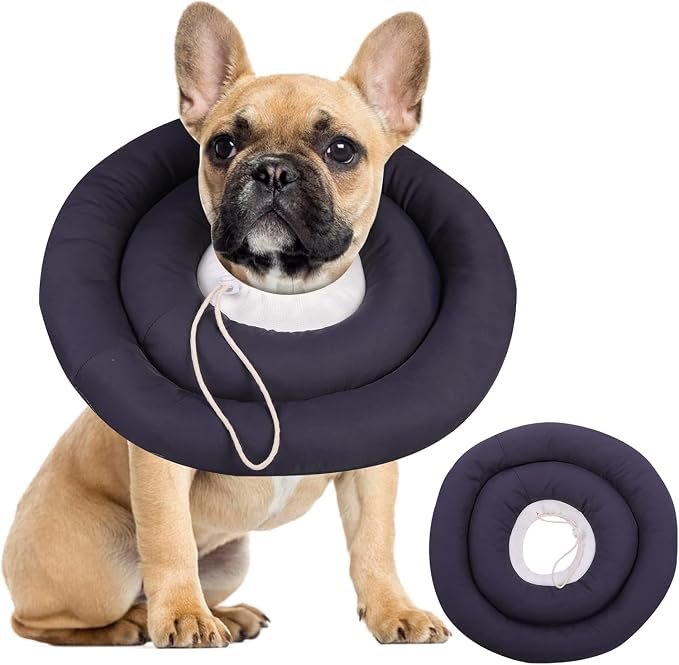 IDOMIK Dog Recovery Collar, Waterproof Soft Dog Cone After Surgery | Comfy Protective Elizabethan Collar Alternative for Dogs Cats, Adjustable Pet Neck Donut Cone Anti-Licking Wounds,Grey,L