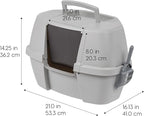IRIS USA Large Corner Cat Litter Box, Space Saver, Gray | Discreet Locations, Compact Triangle Shape, 90-Degree Design, Triangular Footprint, Odor Defensive, Hidden Placement