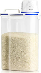 Viretec Rice Storage Container, 3 to 5Lbs Dry Food Airtight Container, Pet Dog Cat Food Canister, BPA Free Clear Plastic Kitchen and Pantry Organization Bin for Oatmeal, Grain, Cereal, Pasta, Flour