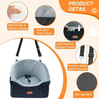 Vivifying Dog Car Seat for Small & Medium Dogs, Detachable & Washable Booster Seat for Pets Up to 25lbs, Travel Bed with Storage Pockets and Safety Belt – Gray&Black