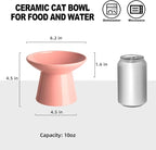 Ceramic Elevated Cat Bowls - 6.2 Inch Extra Wide Raised Cat Food and Water Bowl Set for Indoor Cats, Whisker-Friendly Ceramic Cat Dish for Elder Big Cats & Small Dogs,Pink,4 Pack