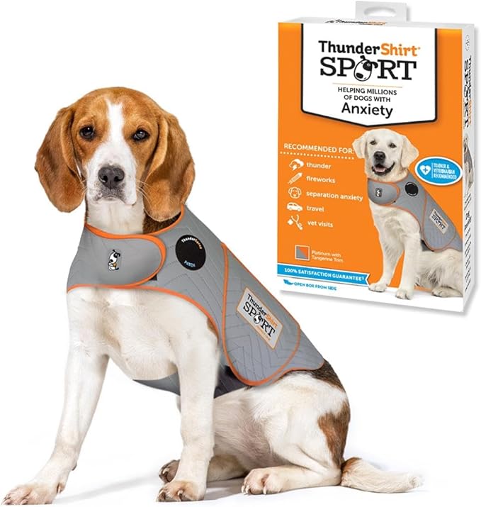 ThunderShirt for Dogs Calming Anxiety Vest, Medium, Platinum Sport | Skin-Friendly Dog Anxiety Shirt, Helps Reduce Stress from Thunder, Fireworks & Travel