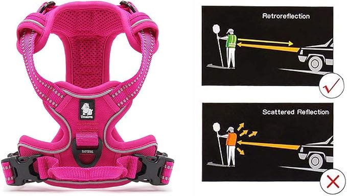 JUXZH Truelove No Pull Dog Harness with Easy Control Handle and 2 Leash Attachments,Reflective Adjustable Pet Vest