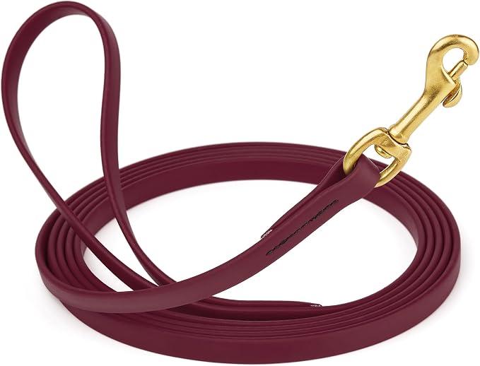 Viper Biothane K9 Working Dog Leash Waterproof Lead for Tracking Training Schutzhund Odor-Proof Long Line with Solid Brass Snap for Puppy Medium and Large Dogs, 20ft Merlot Burgundy