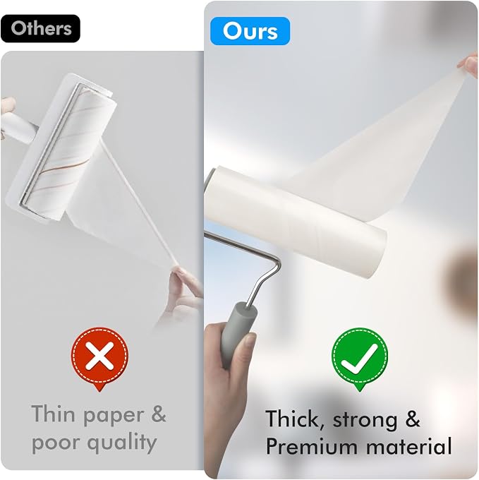 4-Pack Lint Roller Refills - 6.3 inch Width, 90 Sheets per Roll (360 Sheets Total)