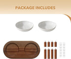 Havniva Elevated Cat Bowls, Ceramic Cat Bowl with Wood Stand, Wide Opening | 5.7” Raised Cat Food Bowls, Whisker Friendly Cat Dish, Anti-Slip Cat Water Bowls, Shallow Cat Bowls, Cat Food & Water Bowl