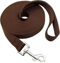 Nylon Training Dog Leash for Small Medium Large Dogs, 15ft 20ft 30ft 50ft Long Leash Dog/Puppy Lead for Obedience Recall Training, Camping (1" x 15ft, Brown)