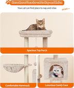 Cute Cat Tree Kitten Cat Tower Condo Furniture Scratching Posts Hammock B | FISH&NAP For Indoor with Jump Platform Activity Center Beige