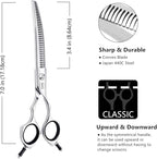 HASHIMOTO Curved Chunkers Shears Dog Grooming, 7.0 inch, 65% Thinning Rate | Lightweight, 440C Stainless Steel, Sharp, Easy to Use