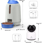 PAPIFEED 2-in-1 Automatic Cat Feeder and Pet Camera Combo, 1080P HD & 360°Pan-Tilt, 3L Cat Food Dispenser with App, 2.4G WiFi Timed Cat Feeder for Dry Food, Automatic Cat Feeder with Camera