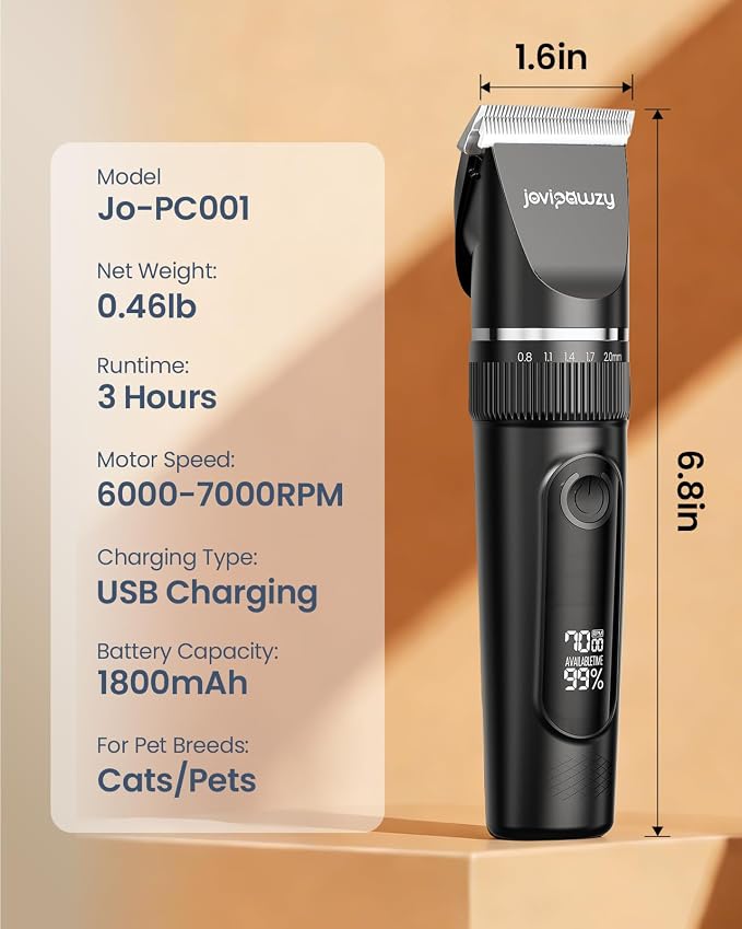 Cat Clippers for Matted Long Hair,Low Noise Cordless Pet Grooming Trimmer