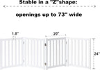 LZRS Wooden Free Standing Foldable Dog Gate Indoor – 80" W x 24" H, Extra Wide Step-Over Safety Pet Gate for Doorways, Stairs, Hallways, Large Spaces & Playpen for Puppies Indoor Use, White