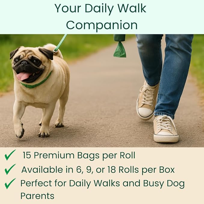 100% Certified Home Compostable Poop Bags (90 Count 6 Rolls), Plant Based, Extra Thick (20 Micron), Leak Proof, Unscented Standard Size 9 X 13'', ASTM D6400 & EN 13432 Compliant, In Box