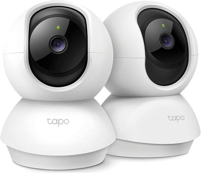 Tapo 2K Pan/Tilt Security Camera for Baby Monitor, Dog Camera w/Motion Detection, 2-Way Audio Siren, Night Vision, Cloud&SD Card Storage, Works w/Alexa & Google Assistant, 2-Pack (Tapo C210P2)