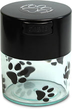 Pawvac 3 Ounce Vacuum Sealed Pet Food Storage Container; Black Cap & Clear Body/Black Paws