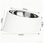 15° Tilted Dog Bowl for Small Dogs Flat-Faced Breeds - Anti-Choke Ergonomic Elevated Feeder Non-Slip Base - 2-in-1 Detachable Stainless Steel Food & Water Bowls - Pure White Clean & Simple (M, White)