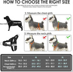 SlowTon No Pull Dog Harness - Heavy Duty Dog Harness and Leash Set for Medium Large Dogs, Reflective Tactical Harness with Soft Padded and Front Clip for Easy Walk and Training (B, XL)