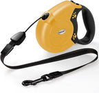 360°No Tangle 26 Ft Retractable Dog Leash for Dogs up to 99lbs | Heavy Duty Pet Walking Leash for Small Medium Large Dogs, Anti-Slip Handle, Strong Nylon Tape, One-Handed Brake, Yellow
