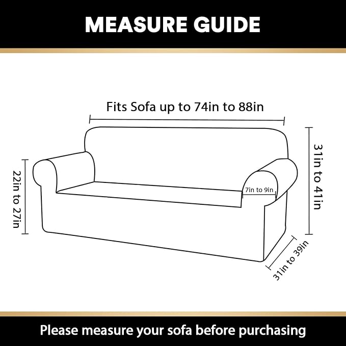 Stretch Sofa Cover Slipcover Couch Covers for 3 Cushion Couch Furniture Protector Sofa Covers with Non Slip Elastic Bottom Dogs Pet Friendly Fitted (Sofa, Navy)