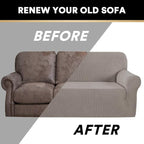 Stretch Sofa Cover Slipcover Couch Covers for 3 Cushion Couch Furniture Protector Sofa Covers with Non Slip Elastic Bottom Dogs Pet Friendly Fitted(Large Sofa 90"-100",Taupe)