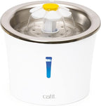 Catit Stainless Steel Flower Fountain with Triple Action Filter, 3 L | Cat Drinking Water Fountain