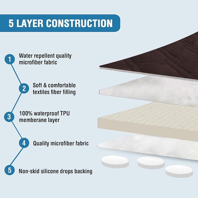 H.VERSAILTEX 100% Waterproof Couch Cover 4 Seater Sofa Slipcover Furniture Protector for Pets Kids Children Dog Cat with Non-Skid Backing (Oversized Sofa, Brown)