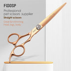 7'' Straight Dog Grooming Scissors Rose Gold Titanium Professional Pet Grooming Shears for Dogs Cat Japan 440C Right Handed Trimming Scissors for Teddy Shih Tzu (7,Straight)