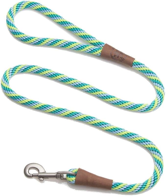Mendota Pet Snap Leash - British-Style Braided Dog Lead, Made in The USA - Seafoam, 3/8 in x 6 ft - for Small/Medium Breeds