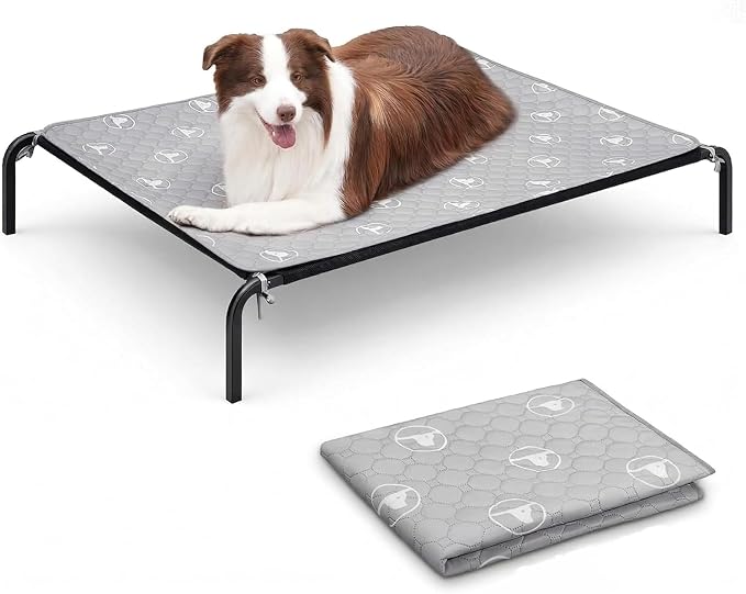 PJYuCien Raised Dog Bed with Pad, 48'' Gray