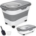 Dog Food Storage Container 17 lb, Airtight Pet Food Storage Containers with Wheels & Removable Sealed Lid, Collapsible Cat Food Containers Dry Food with Scoop and Measuring Cups