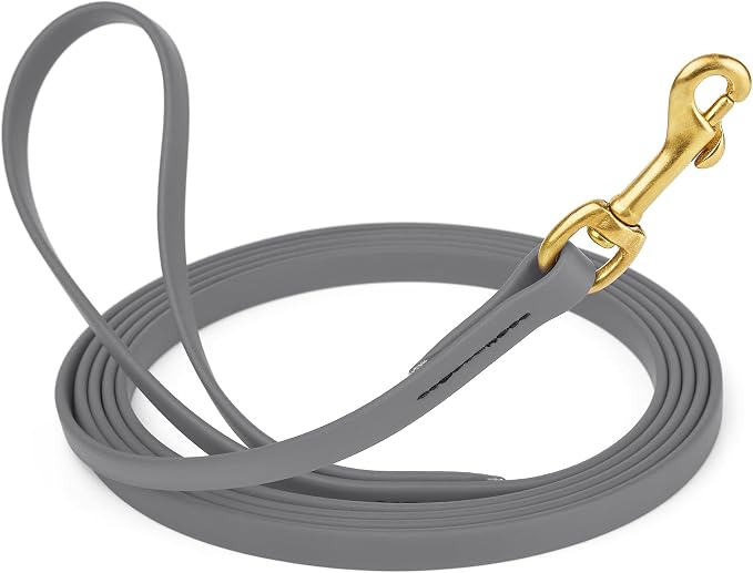 Viper Biothane K9 Working Dog Leash Waterproof Lead for Tracking Training Schutzhund Odor-Proof Long Line with Solid Brass Snap for Puppy Medium and Large Dogs, 10ft Battleship Gray