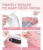 30-35Lbs Airtight Dog Food Storage Container,Collapsible Dog Food Container | Large Pet Food Storage Container with Double Airtight Seal & Magnetic Lid,Dog Food Bin with Wheels,2Pcs Containers,Scoop,Pink