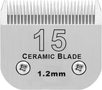 15# Detachable Dog Blades Compatible with Andis/Oster A5 Grooming | Compatible with wahl km10 dog clipper,Cut Length 3/64-Inch(1.2mm),Made of Ceramic Blade & Stainless Steel Blade