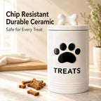 White Dog Treat Container, 5.3''×9.1'', with Airtight Lid, 7 Cups Capacity