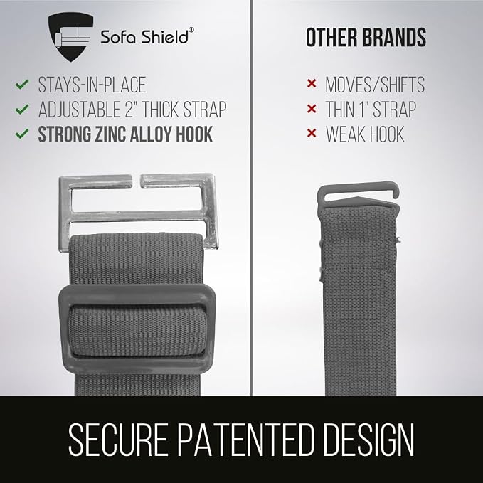 Sofa Shield® Couch Chaise Covers for Dogs, Reversible Furniture Protector with Strap, Stain and Tear Resistant Cushion Cover, 102x34 inch Seat, Machine Washable Slipcover Pets, Cats, Chocolate Beige