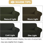 H.VERSAILTEX Stretch Couch Covers for Sofa 1 Piece Slipcovers for Couches and Sofas 3 Seater Couch Cover Feature Thick Checked Jacquard Fabric with Elastic Bottom(Sofa 72"-88" Wide, Olive)