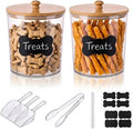 2Pack Pet Food Storage Containers, Airtight Dog Food Storage Container with Wooden Lid,Dog Treat Container for Pet,Bird Seeds,Dog & Cat Treats with a Clamp,Labels,Pen,Scoops for Customizing
