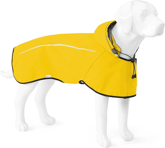 Mile High Life Dog Raincoat, Adjustable Waterproof Pet Rain Jacket, Reflective Hooded Poncho for Small Medium Large Dogs, Lightweight Breathable Pet Rain Coat (Yellow,S Chest 18"-22")