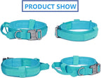 Tactical Dog Collar and Leash Set Adjustable Military Nylon Dog Collar with Control Handle and Heavy Duty Metal Buckle for Large Dogs（Blue M | 1000D Heavy-Duty Nylon Fabric,Quick-Release Metal Buckle,Adjustable Fit,Soft-Padded Webbing,D-Ring,for Traini...