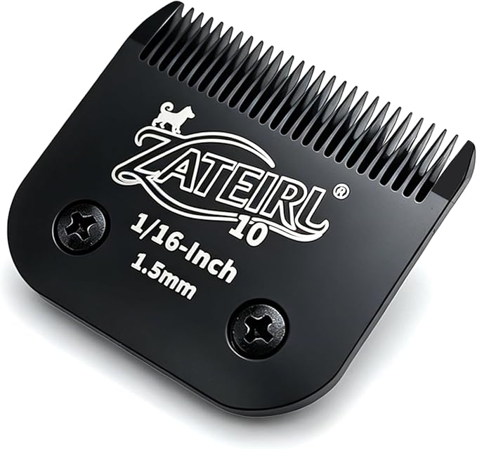 Size 10 Detachable Pet Grooming Clipper Blade with Steel Cutter, 1/16 Inch (1.5 mm) Cut Length, Black, Compatible with Andis, Oster A5, Wahl KM10, 1 Pack