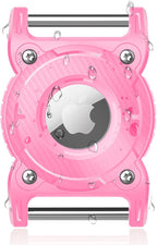 ONEONTA Airtag Dog Collar Holder | Airtag Dog Waterproof - Airtag Holder for Dog Collar with Removable Metal Loop, Sturdy TPU, Lightweight, Compact Size, Fits 1" Width Collar, Pink