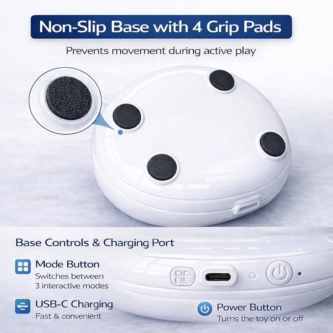 Interactive Cat Toy for Indoor Cats, Rechargeable 3-in-1 Hide & Seek Toy | Touch Activated, Spinning Butterfly, Plush Tail, Ultra Quiet, Rechargeable, Non Slip Base, Self Play for Adult Cats & Kittens