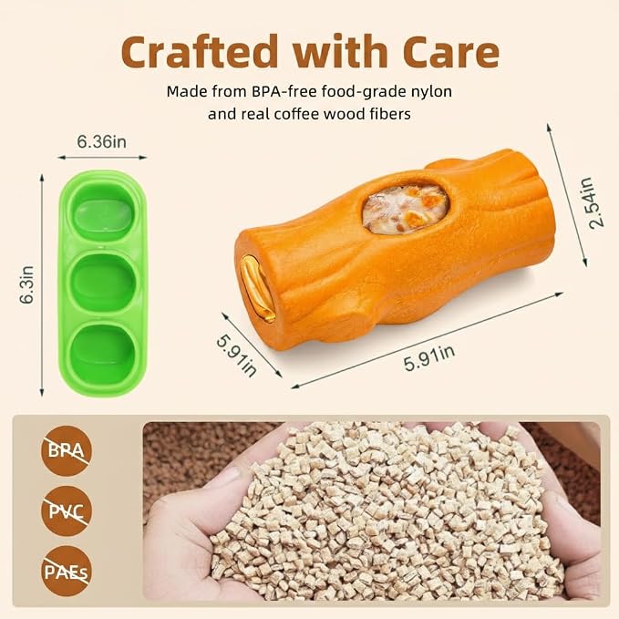 2 Pack Dog Toys for Aggressive Chewers, Interactive Indestructible Dog Toys to Keep Them Busy, Durable Dog Frozen Treat Toy for Large & Medium Dogs, Reduces Anxiety, Yollow & Brown