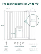 Babelio 36" Tall Baby Gate with Cat Door, CatPrivilege II, 29-40" | 6-Level Adjustable Metal Pet Gate, Auto-Close Safety Gates with Pet Door, Easy Walk Thru, White