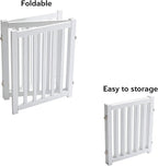 LZRS Wooden Free Standing Foldable Dog Gate Indoor – 60" W x 24" H,Step-Over Safety Pet Gate for Doorways, Stairs, Hallways, Indoor Dog Barrier for Small to Medium Dogs & Puppies, White