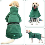 Reflective Dog Raincoat Waterproof Adjustable Dog Hooded Poncho for Medium Large Dogs, Lightweight Pet Rain Jacket, Green, L