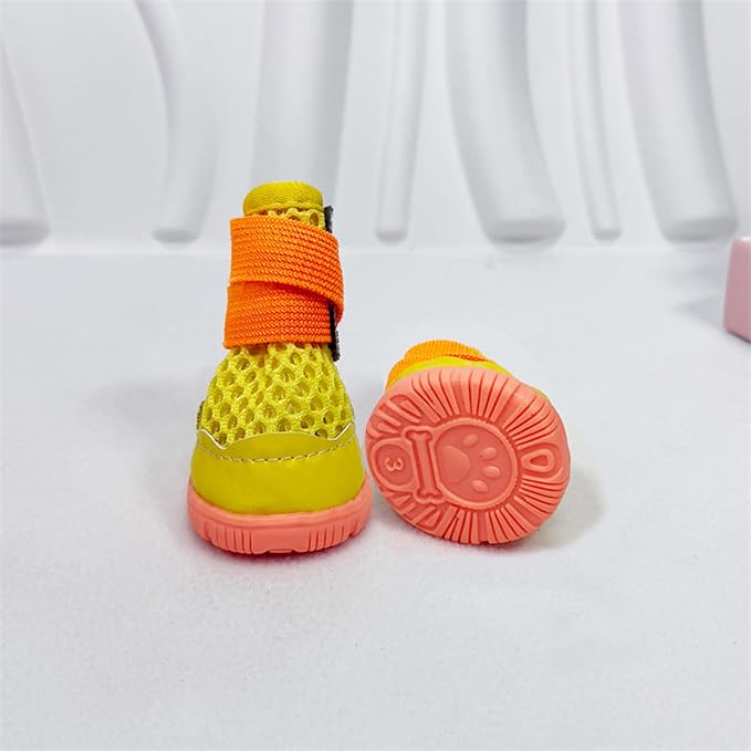 Anti Slip Dog Shoes Paw Protectors for Hardwood Floors,Breathable Puppy Boots with Adjustable Straps for Hot Pavement Beach_5#(Yellow)