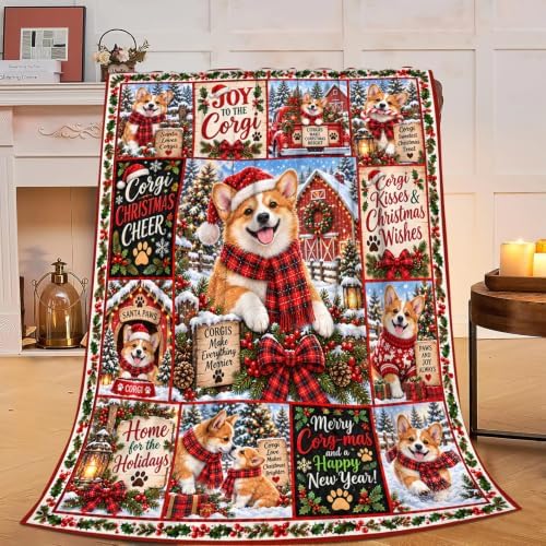 Corgi Christmas Throw Blanket Cute Puppy Holiday Gifts 50''X60'' by Fuzawet